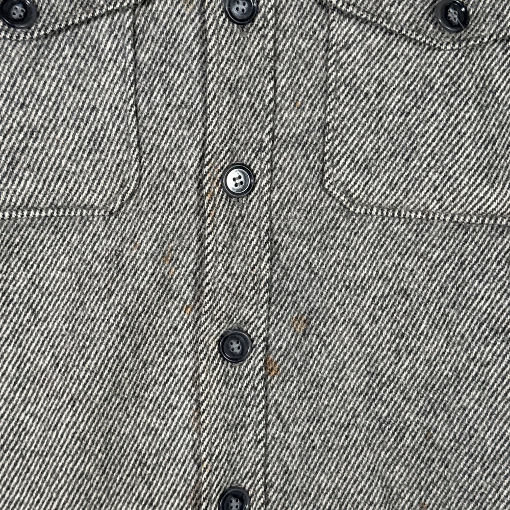 Woolrich Jacket Mens L Gray Wool Herringbone Tweed CPO Shirt Jacket *FLAWS - Picture 4 of 13